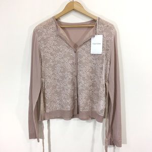 Valentino Floral Lace Cardigan Dusty Pink Sz Large